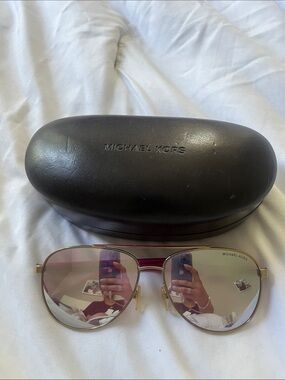 Michael Kors Pink Frame Sunglasses with Gold Accents